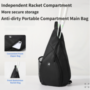 Black Pickleball & Racket Sports Sling Bag with Expandable High-Capacity Storage - Waterproof Oxford Tennis & Badminton Gear Crossbody Backpack