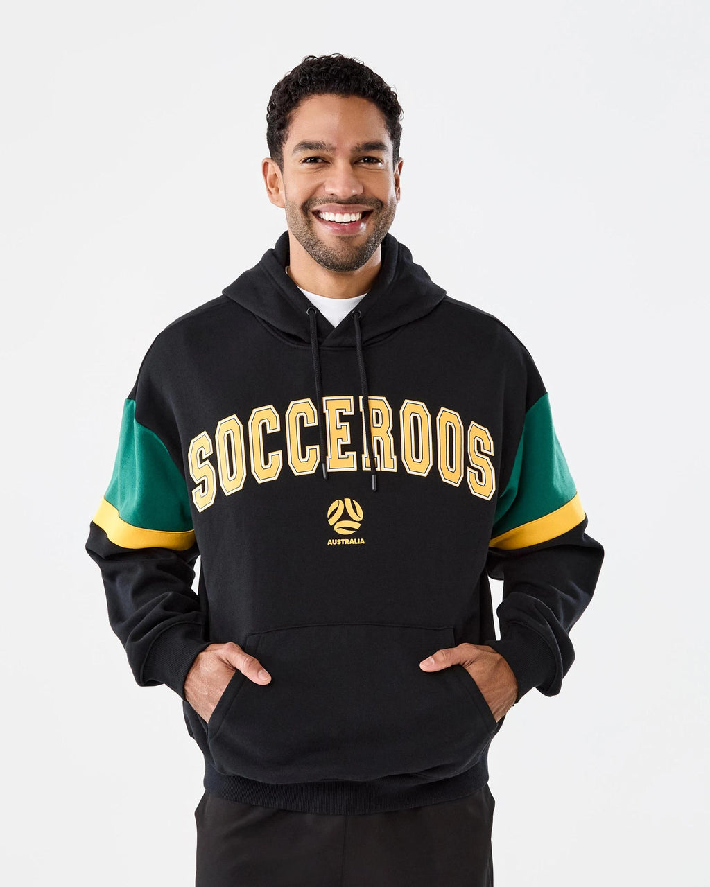 Socceroos Adult Hoodie Black Oversized Official Team Sports Apparel