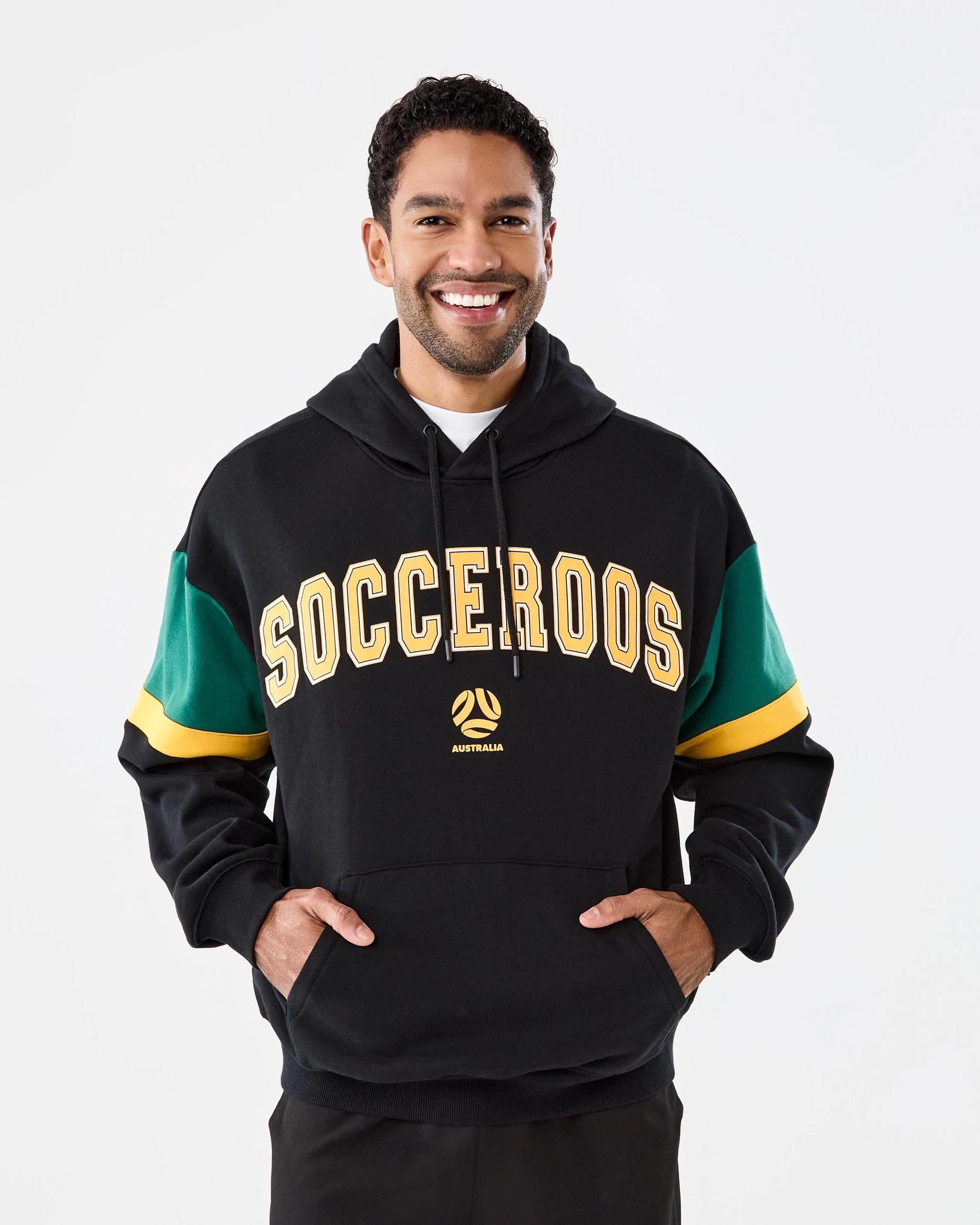 Socceroos Adult Hoodie Black Oversized Official Team Sports Apparel