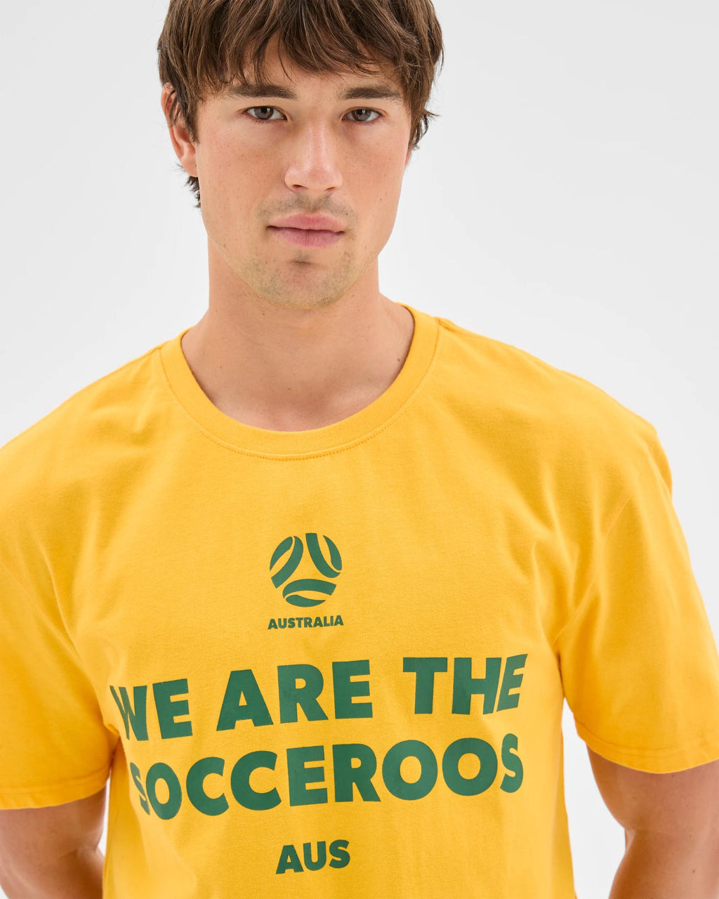Socceroos Men's Short Sleeve Cotton T-Shirt Gold Crew Neck