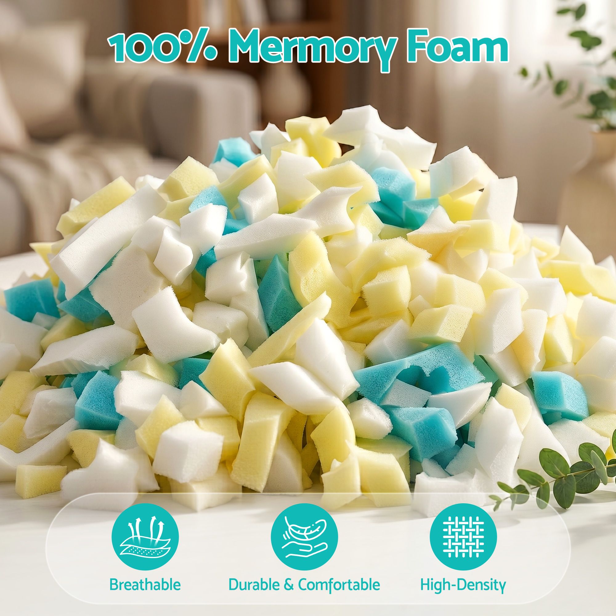 Bean Bag Filler - 5lbs (2.2KG) / 10lbs (4.5KG) / 20lbs (9KG)Shredded Memory Foam Filling High Density Soft Pillow Stuffing for Bean Bag Chair, Couch Cushion, Dog Bed, Stuffed Animals and Arts Crafts
