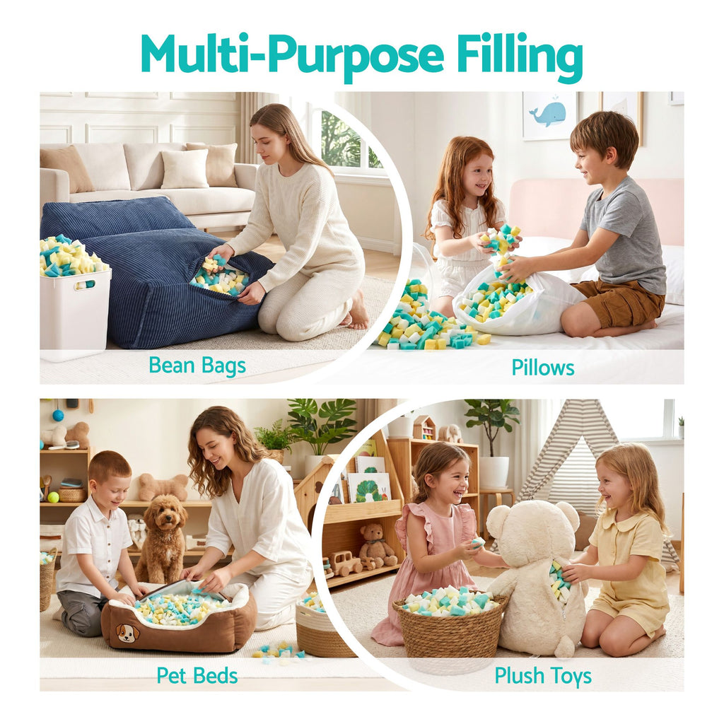 Bean Bag Filler - 5lbs (2.2KG) / 10lbs (4.5KG) / 20lbs (9KG)Shredded Memory Foam Filling High Density Soft Pillow Stuffing for Bean Bag Chair, Couch Cushion, Dog Bed, Stuffed Animals and Arts Crafts