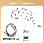 Cefito Handheld Bidet Sprayer for Toilet 1.5m Stainless Steel Hose Jet Spray for Feminine Wash Cloth Diaper Pet Bath Adjustable Pressure Bidet Attachment with G1/2 Valve Silver