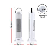 Devanti 2000W Ceramic Tower Heater Space Heaters Oscillating Indoor White