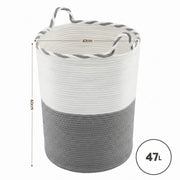 Artiss Woven Laundry Basket with handles Foldable White & Grey