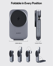 AUKEY MagFusion Z Qi2 15W 3-in-1 Foldable Wireless Charger for iPhone, Apple Watch & AirPods – LC-MC312