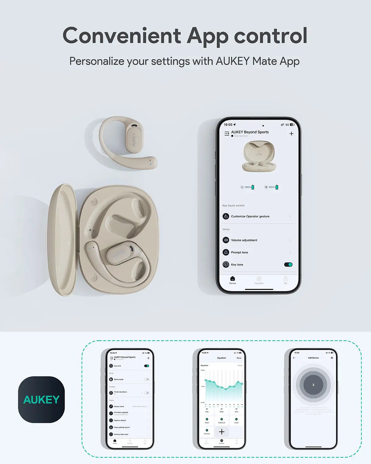 AUKEY Beyond Sports Open-Ear True Wireless Bluetooth 5.4 Earbuds with 35H Battery Life & IPX4 Water Resistance – EP-S1