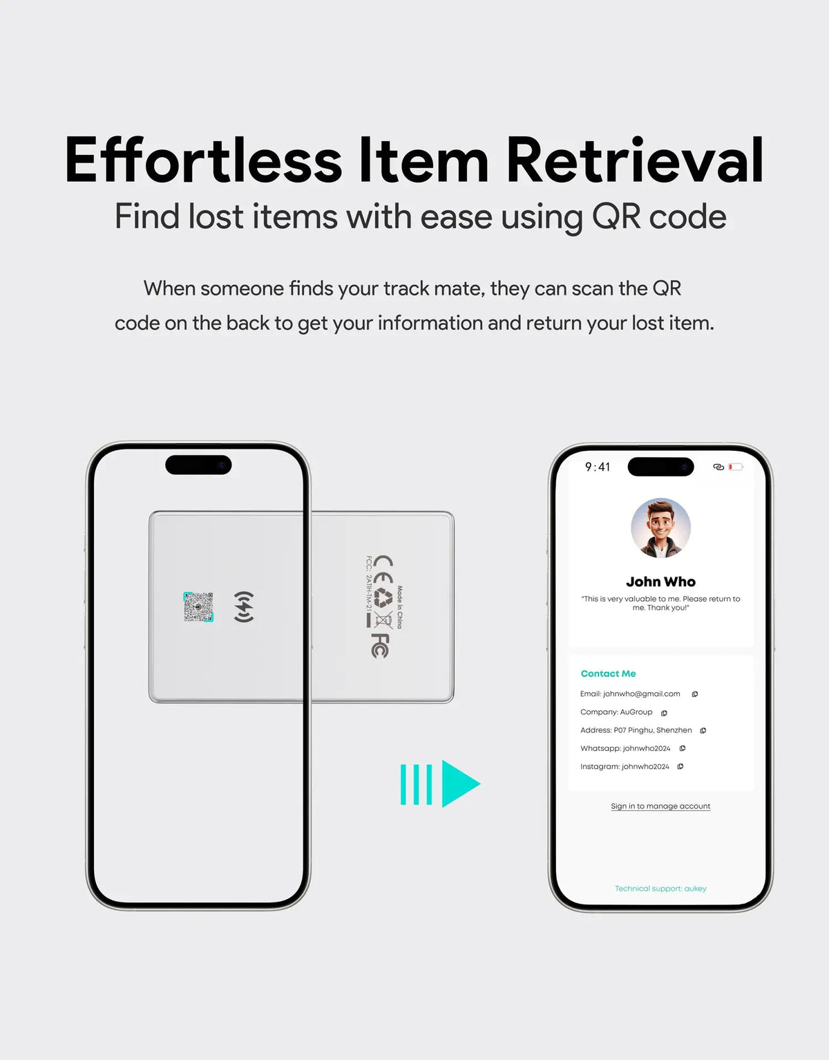 AUKEY Track Mate 3 Ultra-Thin Apple Find My Wallet Tracker with Qi Charging & IP67 – TM-21