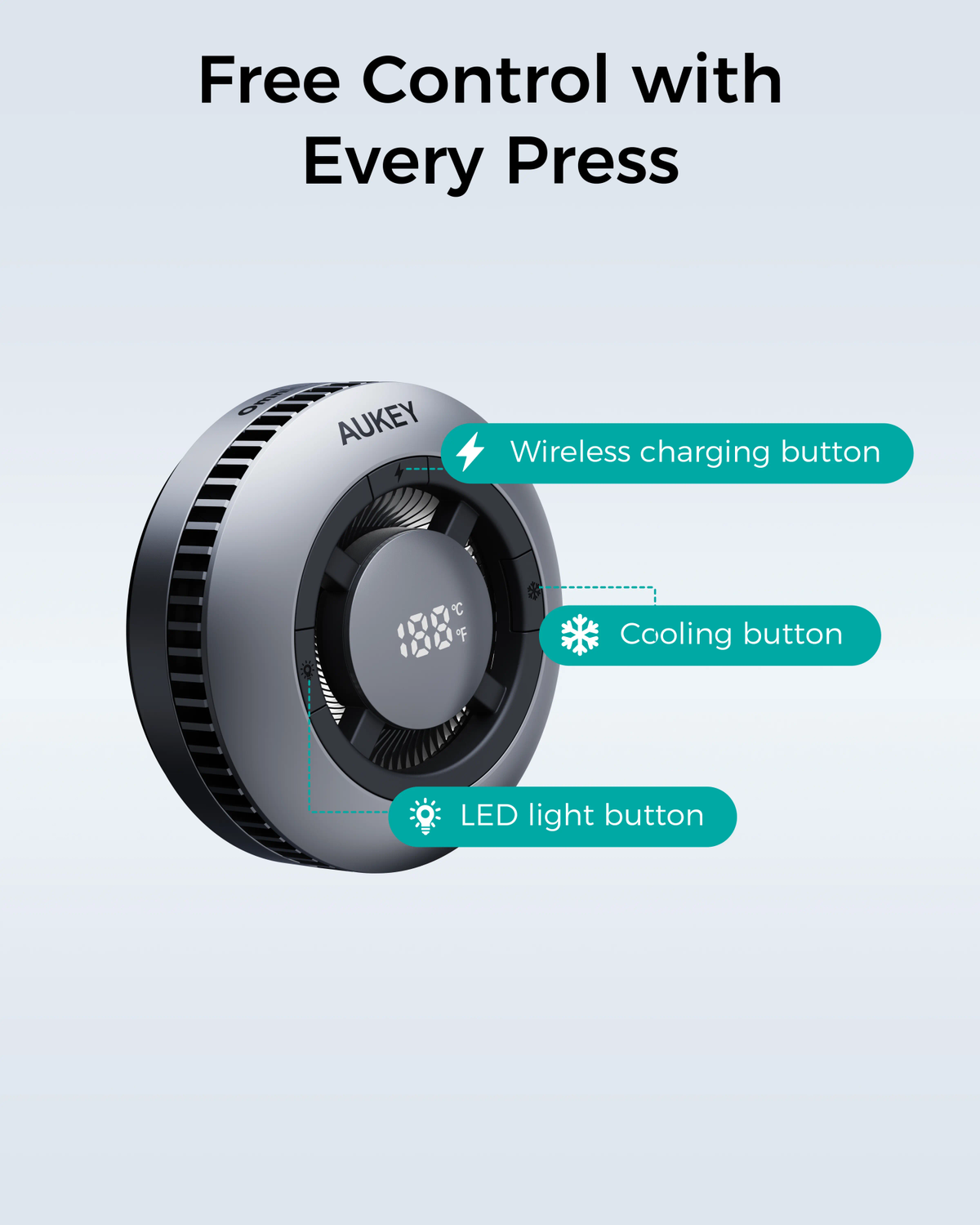 AUKEY MagFusion GameFrost Qi2 15W Active Cooling Magnetic Wireless Charger for iPhone, Samsung & Google Pixel – LC-G10