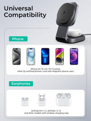AUKEY MagFusion L Qi2 15W 2-in-1 Foldable Magnetic Wireless Charger for iPhone, AirPods, Samsung & Galaxy Buds – LC-MC211
