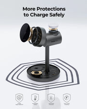 AUKEY MagFusion Qi2 15W 3-in-1 Wireless Charging Station for iPhone, Apple Watch & AirPods – LC-MC311