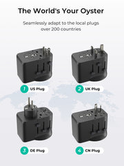 AUKEY GlobeMate 65W GaN Universal Travel Adapter with 2 USB-C + USB-A for 200+ Countries – PA-TA11A