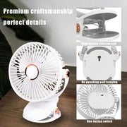 Solar Battery Camping Fan with Light Rechargeable