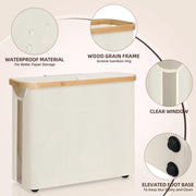 CARLA HOME Toilet Paper Storage Basket Holds Up to 12 Rolls with Bamboo Lid and Handle for RV Closet (White)