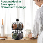 CARLA HOME Rotating Spice Rack Organizer with 12 Glass Jars for Kitchen Seasoning and Herb Storage