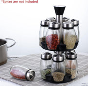 CARLA HOME Rotating Spice Rack Organizer with 12 Glass Jars for Kitchen Seasoning and Herb Storage