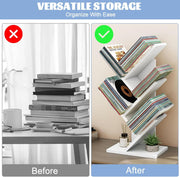 CARLA HOME 5-Tier Tree Bookshelf Storage Rack for Home Office or Bedroom (White)