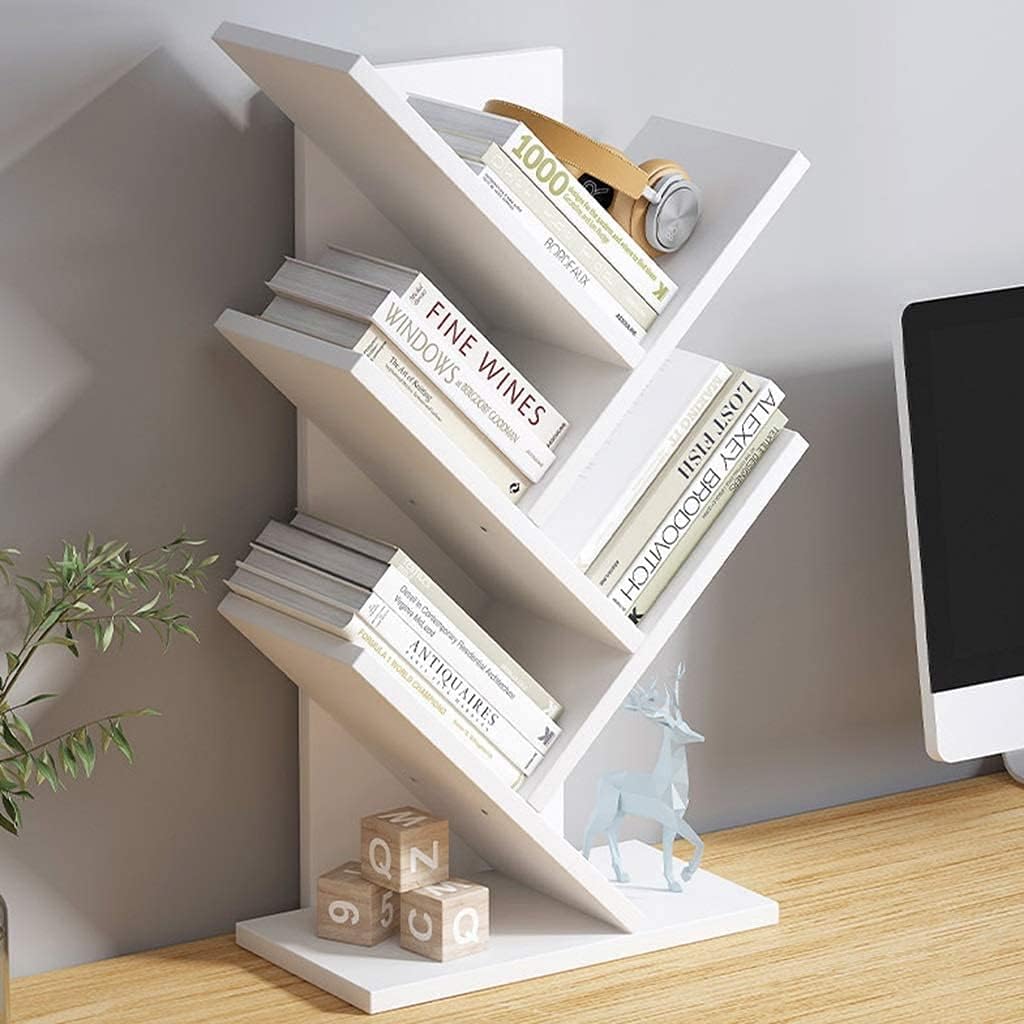 CARLA HOME 5-Tier Tree Bookshelf Storage Rack for Home Office or Bedroom (White)