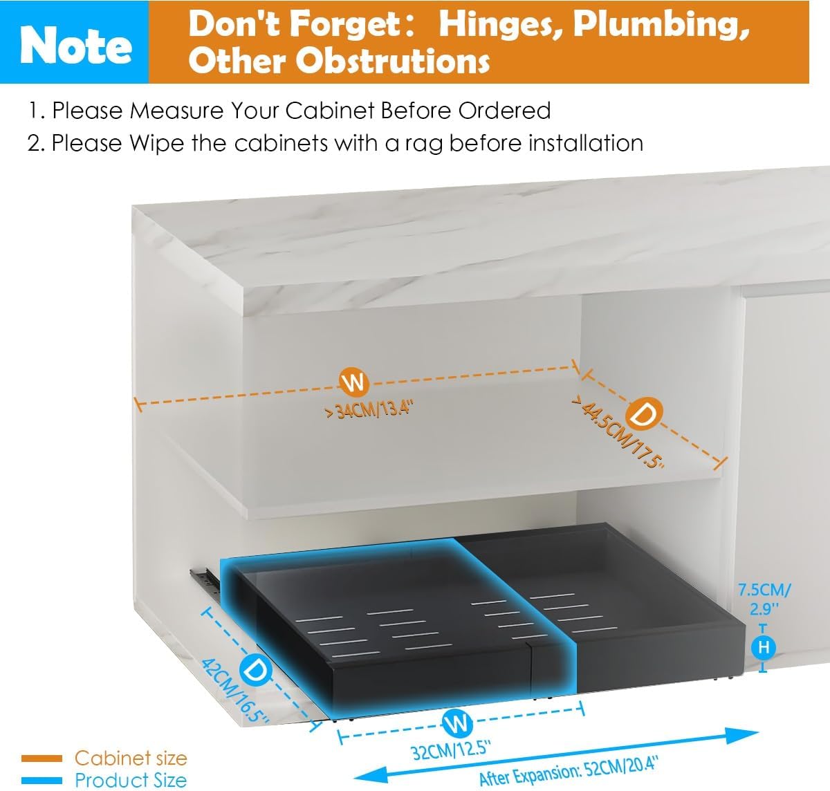 CARLA HOME Pack Pull Out Cabinet Organizer Expandable for Cabinets with Adjustable Slide Out Shelves and Easy Installation (Black)