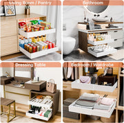 CARLA HOME Pack Pull Out Cabinet Organizer Expandable for Cabinets with Adjustable Slide Out Shelves and Easy Installation (White)