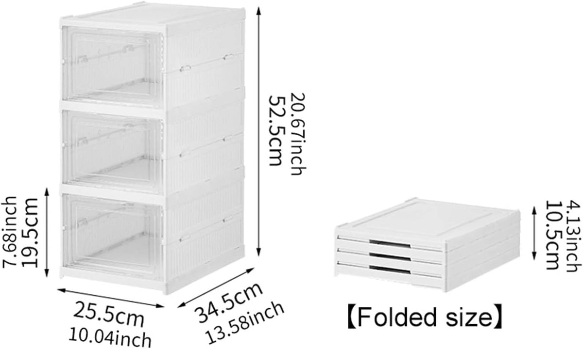 CARLA HOME 3-Tier Stackable Shoe Storage Box Organizer with Clear Door for Closet, Entryway or Cabinet