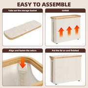 CARLA HOME 2 Pack Toilet Paper Storage Basket Holds Up to 12 Rolls with Bamboo Lid and Handle for RV Closet (White)