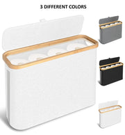 CARLA HOME 2 Pack Toilet Paper Storage Basket Holds Up to 12 Rolls with Bamboo Lid and Handle for RV Closet (White)
