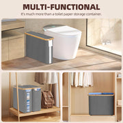 CARLA HOME 2 pack Toilet Paper Storage Basket Holds Up to 12 Rolls with Bamboo Lid and Handle for RV Closet (Grey)