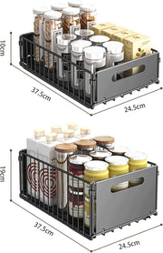 CARLA HOME 2 Pack Pullout Cabinet Kitchen Organizer Drawers with No-Drilling and Adhesive Design for Pantry & Cabinets