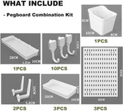 CARLA HOME Pegboard Wall Organizer Kit with 3 Modular Panels & 17 Accessories for Office, Gaming & Craft Storage
