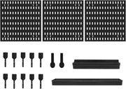 CARLA HOME Pegboard Wall Organizer Kit with 3 Modular Black Panels & 17 Accessories for Gaming, Office & Craft Storage