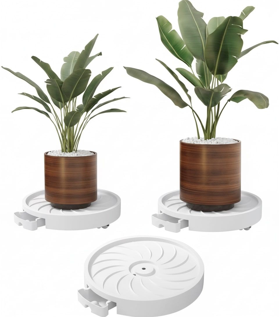 CARLA HOME 2-Pack Rolling Plant Stand with 360° Wheels for Indoor Pots (26 cm)