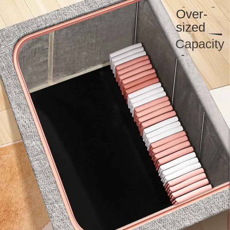 CARLA HOME 3 pack Large Clothes Storage Bins with Lids for Clothing, Bedding, Blankets, Toys (66L capacity - Grey)