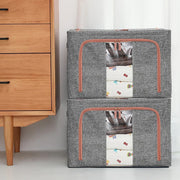 CARLA HOME 3 pack Large Clothes Storage Bins with Lids for Clothing, Bedding, Blankets, Toys (66L capacity - Grey)
