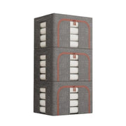 CARLA HOME 3 pack Large Clothes Storage Bins with Lids for Clothing, Bedding, Blankets, Toys (66L capacity - Grey)