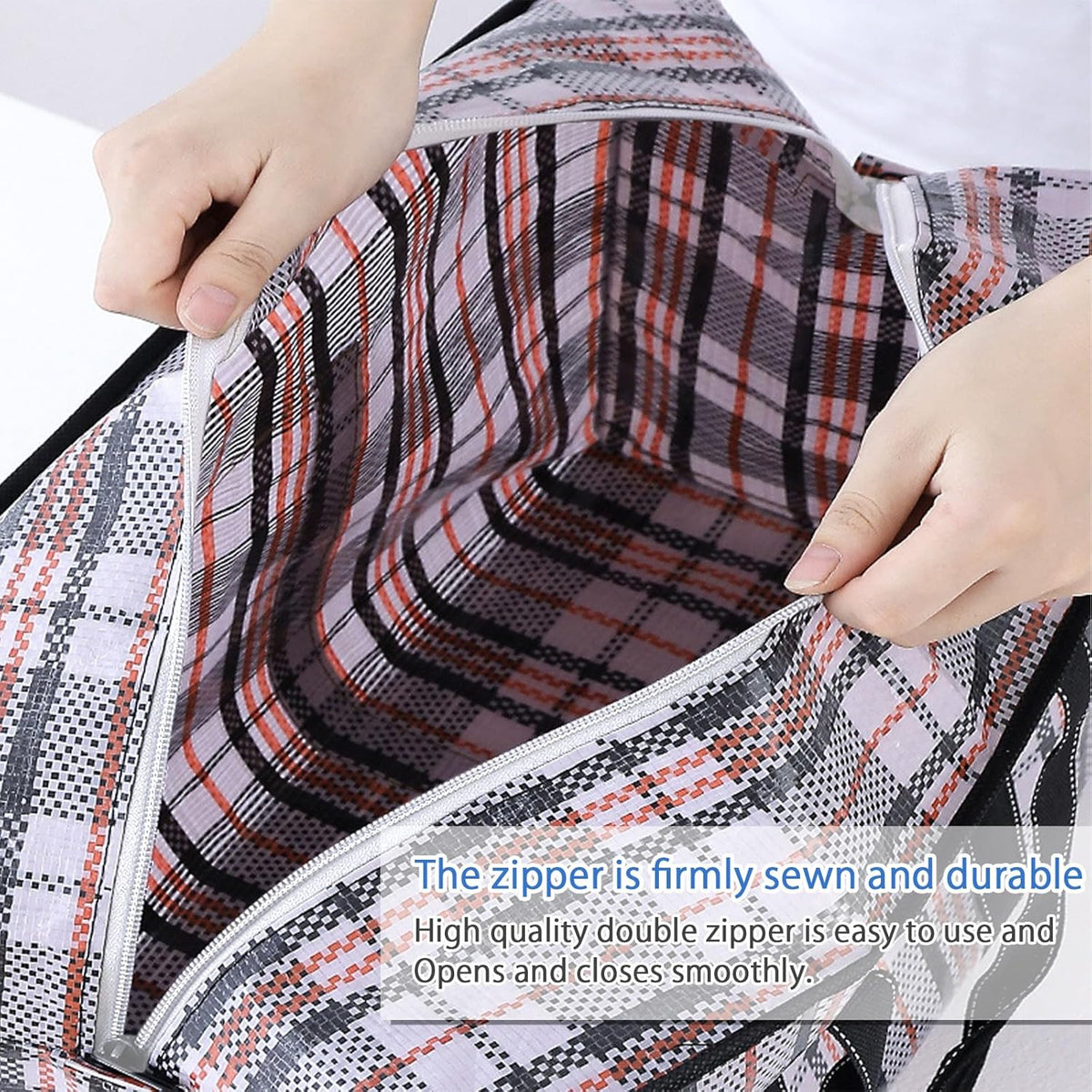 CARLA HOME 6 Pack Large Moving Storage Bags with Zipper & Handles for Clothes, Bedding, Blankets, Dorm & Travel (80x55x25cm)