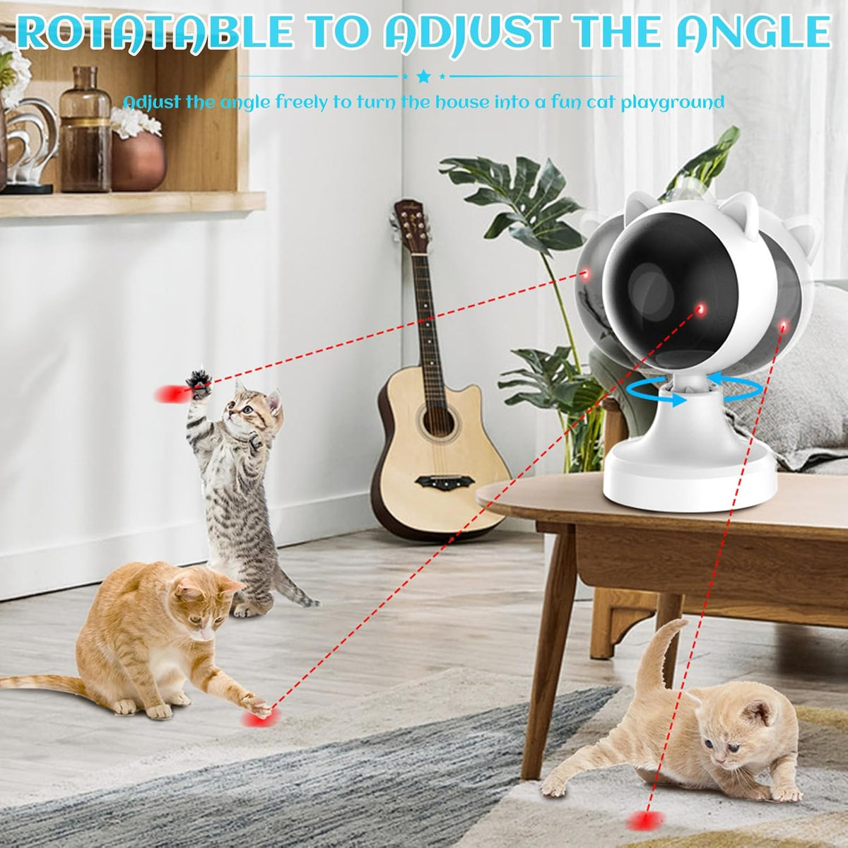 CARLA HOME Interactive Laser Toy for Cats with Adjustable Angle, USB Rechargeable & 2 Speed Modes