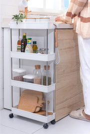 CARLA HOME Slim Storage Cart Organizer Trolley with Wheels for Kitchen, Bathroom, Laundry & Narrow Spaces (4 tier)