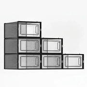 CARLA HOME 6-Pack Clear Stackable Shoe Storage Boxes - Black - Shoe Box Storage