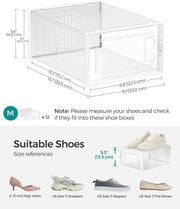 CARLA HOME 6-Pack Clear Stackable Shoe Storage Boxes - White - Shoe Box Storage
