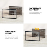 CARLA HOME 12-Pack Clear Stackable Shoe Storage Boxes - Black - Shoe Box Storage