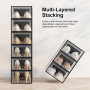 CARLA HOME 12-Pack Clear Stackable Shoe Storage Boxes - Black - Shoe Box Storage