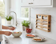 CARLA HOME Bamboo Wrap Organiser, 5 in 1 Dispenser with Cutter for Kitchen