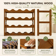 CARLA HOME 4 Tier Wooden Wine Rack, 16 Bottle Storage, Brown