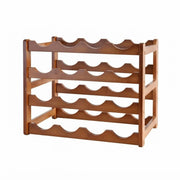 CARLA HOME 4 Tier Wooden Wine Rack, 16 Bottle Storage, Brown