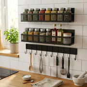CARLA HOME 3 Pack Magnetic Spice Rack for Fridge Kitchen with Hook Bar