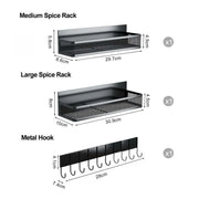 CARLA HOME 3 Pack Magnetic Spice Rack for Fridge Kitchen with Hook Bar