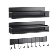 CARLA HOME 3 Pack Magnetic Spice Rack for Fridge Kitchen with Hook Bar