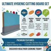 CARLA HOME 4 Pcs Colour Coded Cutting Board Set with Stand for Kitchen Organisation