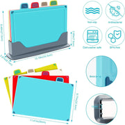 CARLA HOME 4 Pcs Colour Coded Cutting Board Set with Stand for Kitchen Organisation